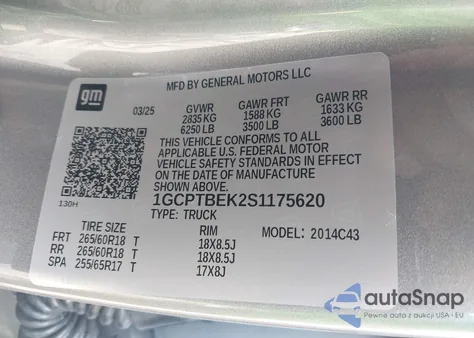 2025 Chevrolet Colorado 4Wd Wt from USA, damaged, VIN 1GCPTBEK2S1175620